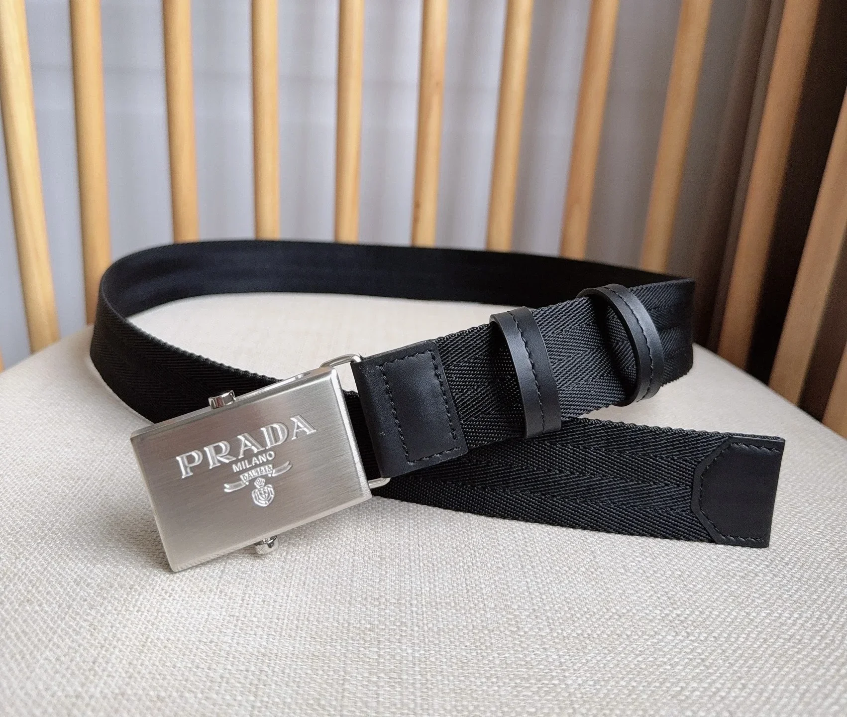 PRADA Belts Nylon Leather (Black) 3.5cm Width 170202607050735 - Image 4
