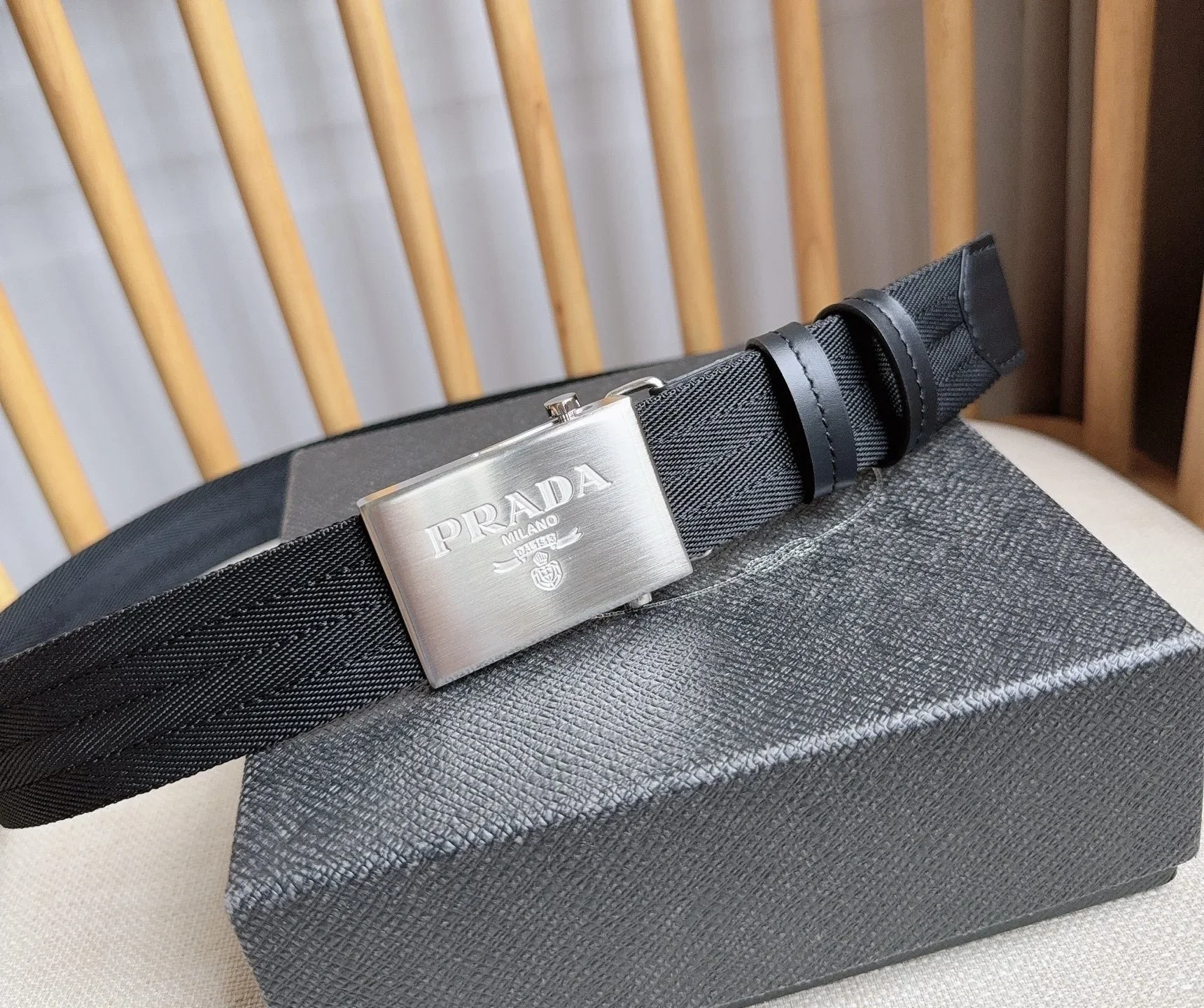 PRADA Belts Nylon Leather (Black) 3.5cm Width 170202607050735 - Image 7