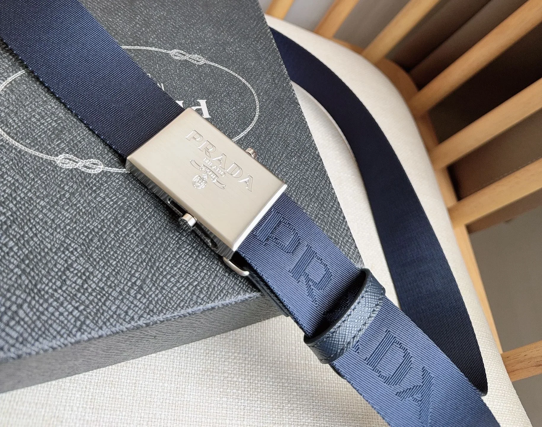 PRADA Belts Nylon Saffiano Leather (Navy) 3.5cm Width 170202607050731 - Image 2
