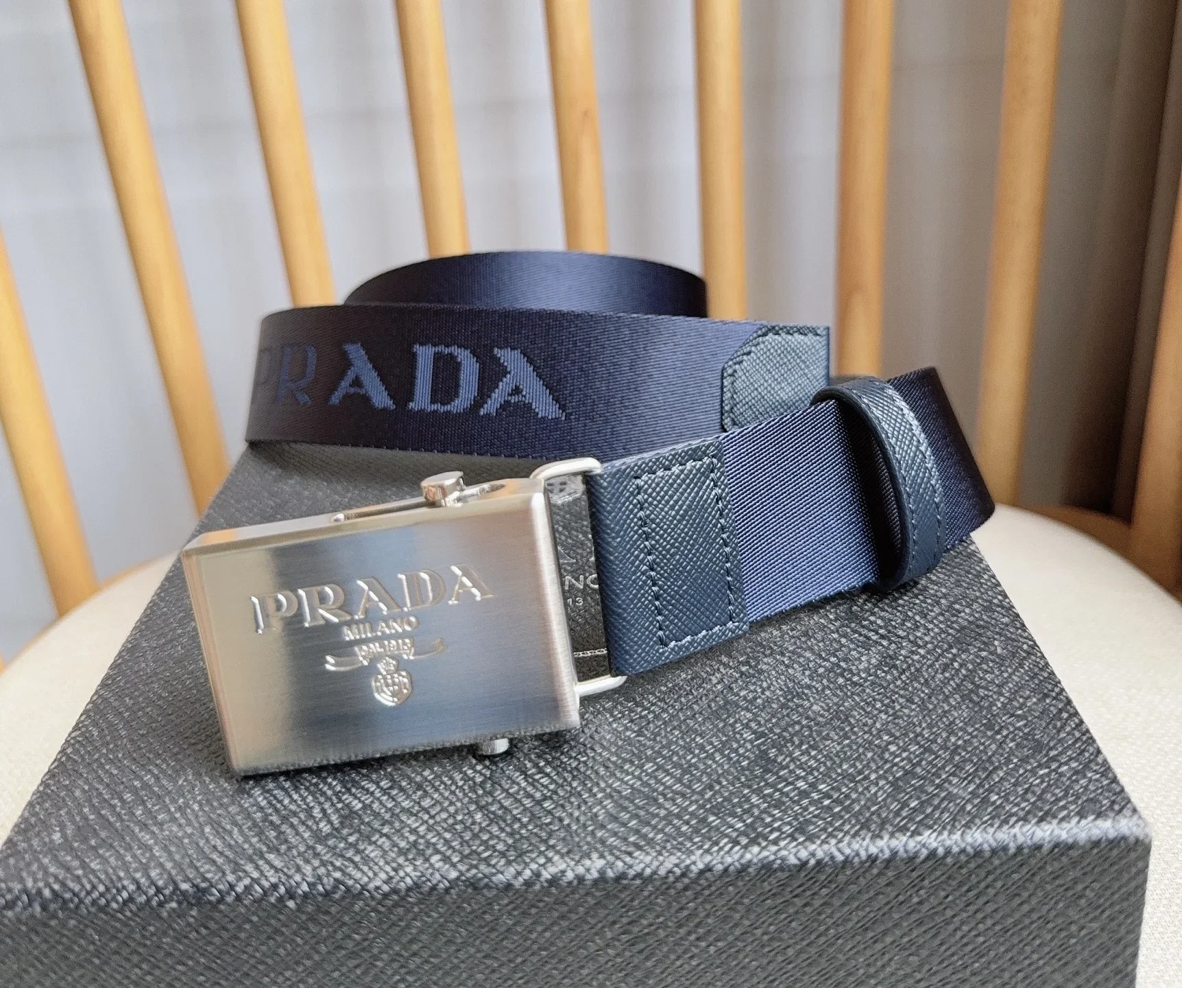 PRADA Belts Nylon Saffiano Leather (Navy) 3.5cm Width 170202607050731 - Image 5