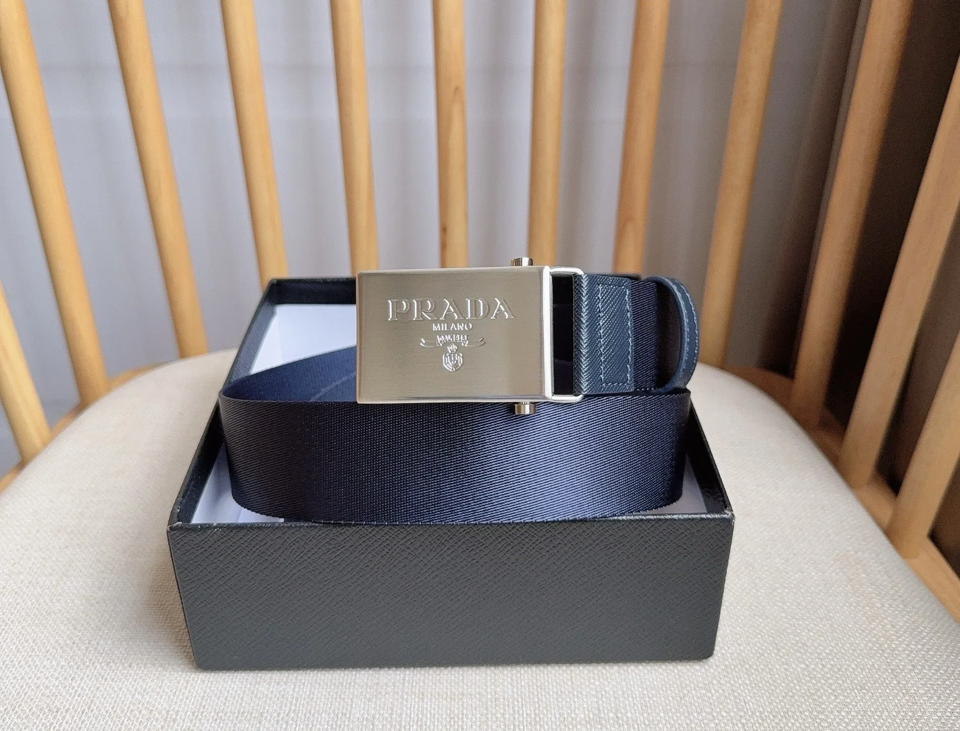 PRADA Belts Nylon Saffiano Leather (Navy) 3.5cm Width 170202607050731 - Image 6