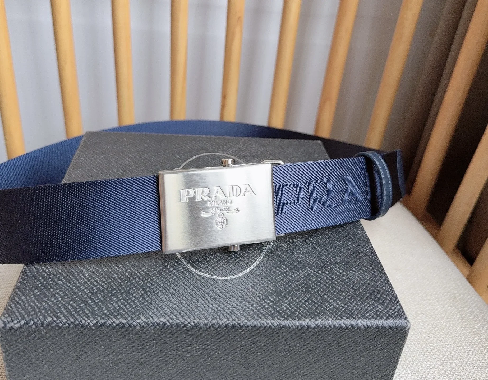 PRADA Belts Nylon Saffiano Leather (Navy) 3.5cm Width 170202607050731 - Image 7