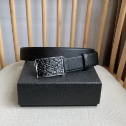 PRADA Belts Saffiano Leather-Alligator Leather (Black) 3.5cm Width 180202607050740