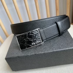 Alternative view of PRADA Belts Saffiano Leather-Alligator Leather (Black) 3.5cm Width 180202607050740