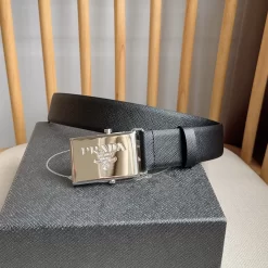 PRADA Belts Saffiano Leather (Black) 3.5cm Width 180202607050736