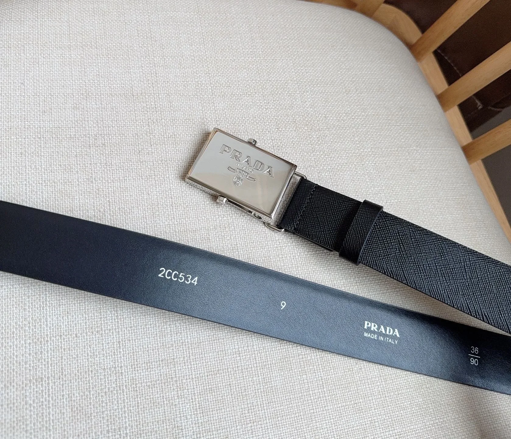 PRADA Belts Saffiano Leather (Black) 3.5cm Width 180202607050736 - Image 3
