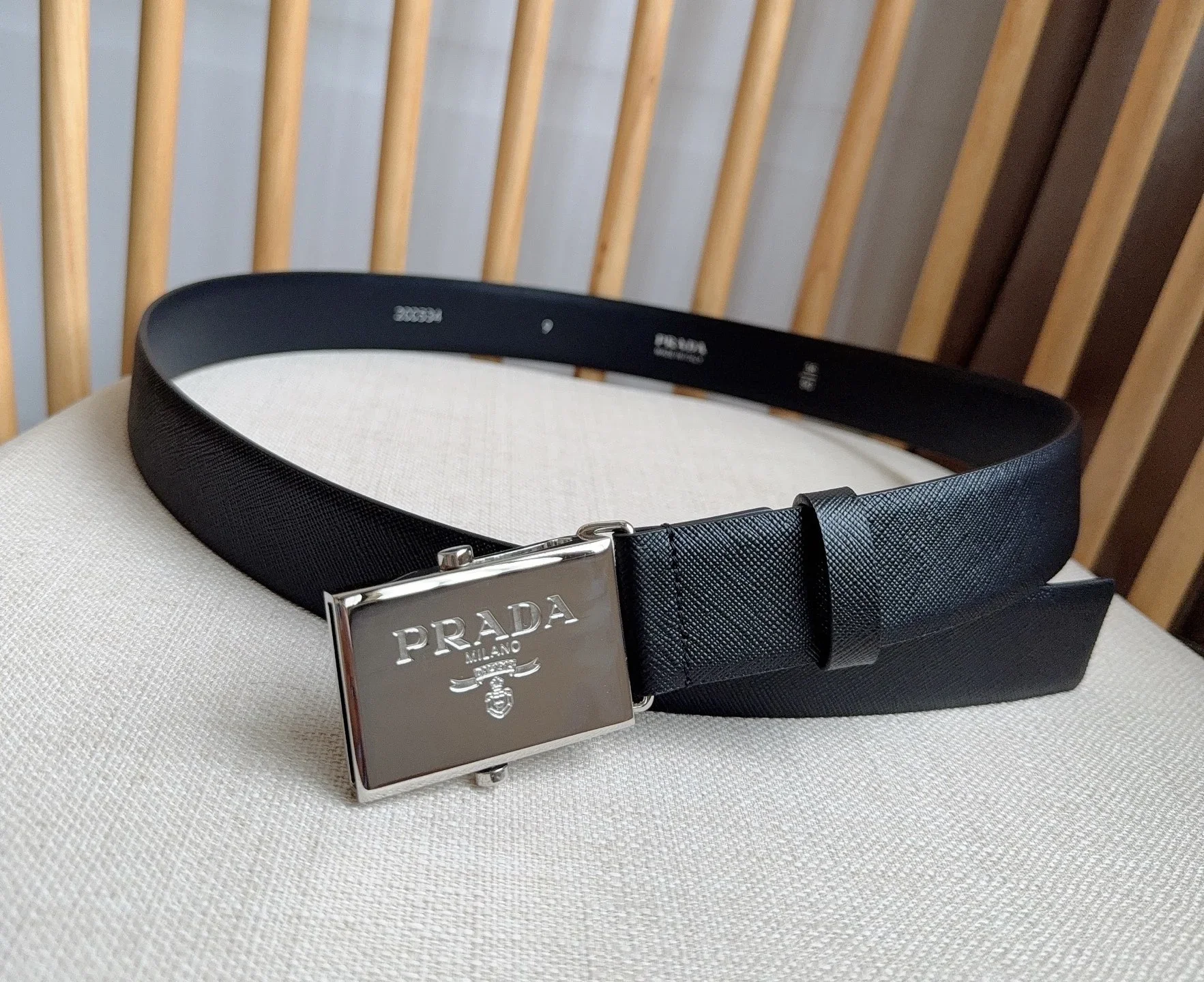 PRADA Belts Saffiano Leather (Black) 3.5cm Width 180202607050736 - Image 4