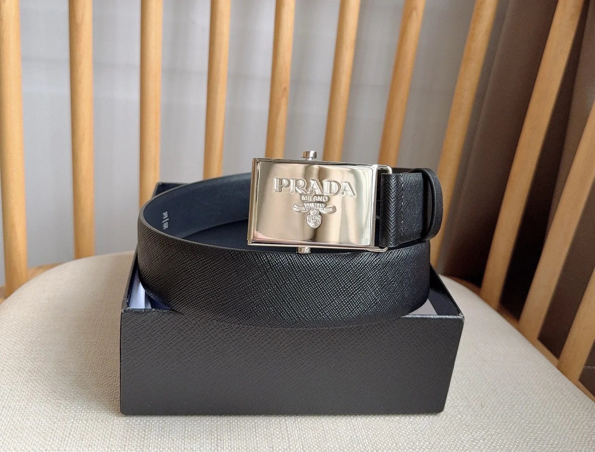 PRADA Belts Saffiano Leather (Black) 3.5cm Width 180202607050736 - Image 5