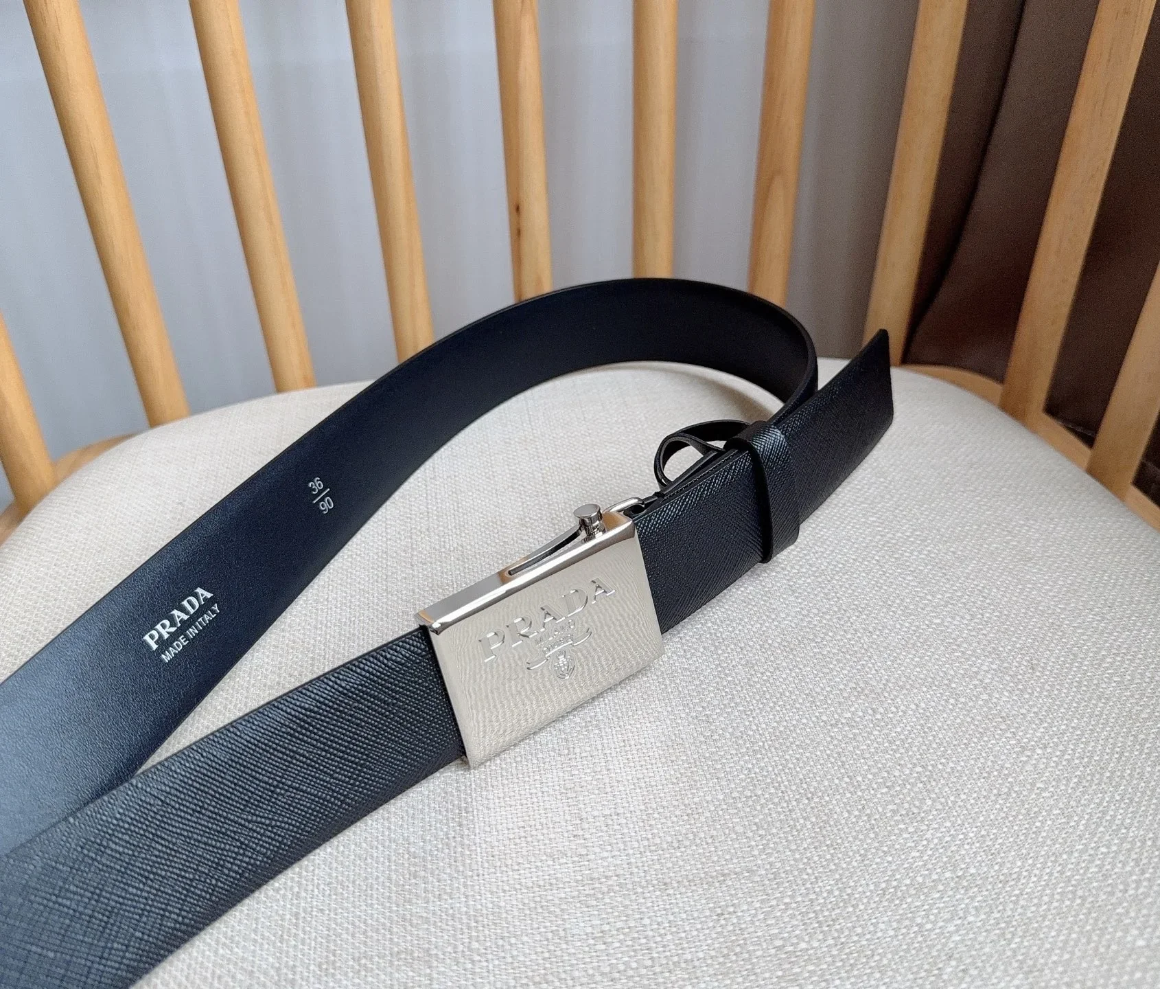 PRADA Belts Saffiano Leather (Black) 3.5cm Width 180202607050736 - Image 8
