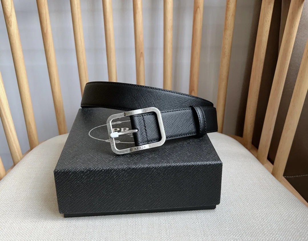 PRADA Belts Saffiano Leather (Black) 3.5cm Width 180202607050737
