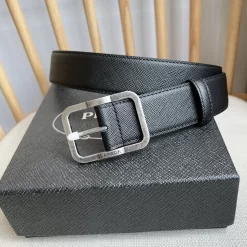 Alternative view of PRADA Belts Saffiano Leather (Black) 3.5cm Width 180202607050737
