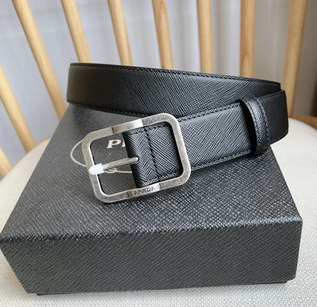 PRADA Belts Saffiano Leather (Black) 3.5cm Width 180202607050737 - Image 2