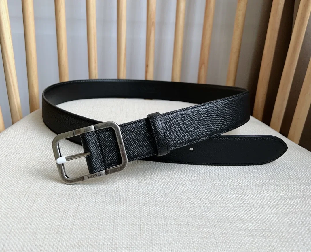 PRADA Belts Saffiano Leather (Black) 3.5cm Width 180202607050737 - Image 4