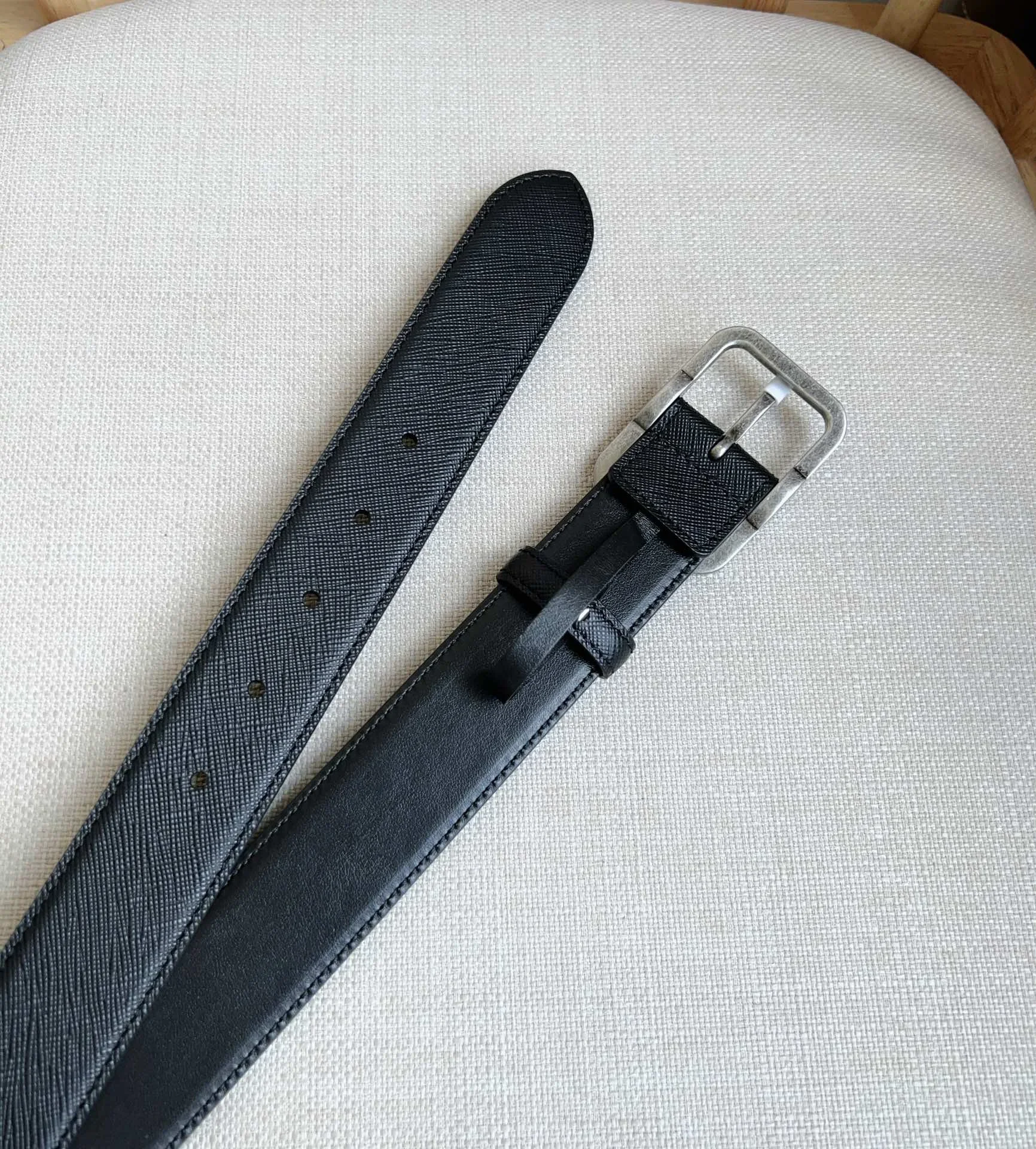 PRADA Belts Saffiano Leather (Black) 3.5cm Width 180202607050737 - Image 6