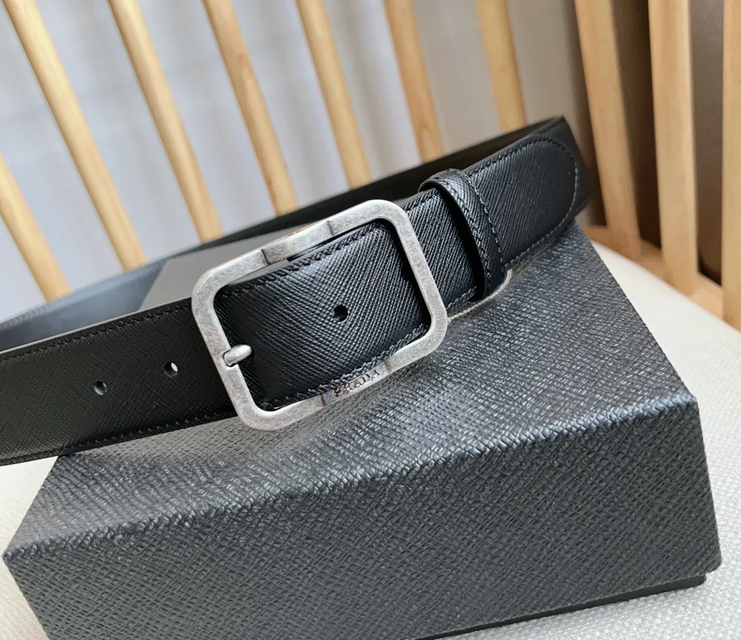 PRADA Belts Saffiano Leather (Black) 3.5cm Width 180202607050737 - Image 7
