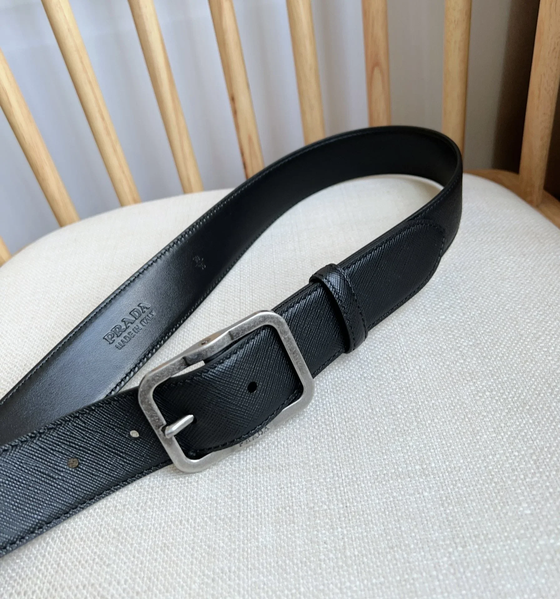 PRADA Belts Saffiano Leather (Black) 3.5cm Width 180202607050737 - Image 8