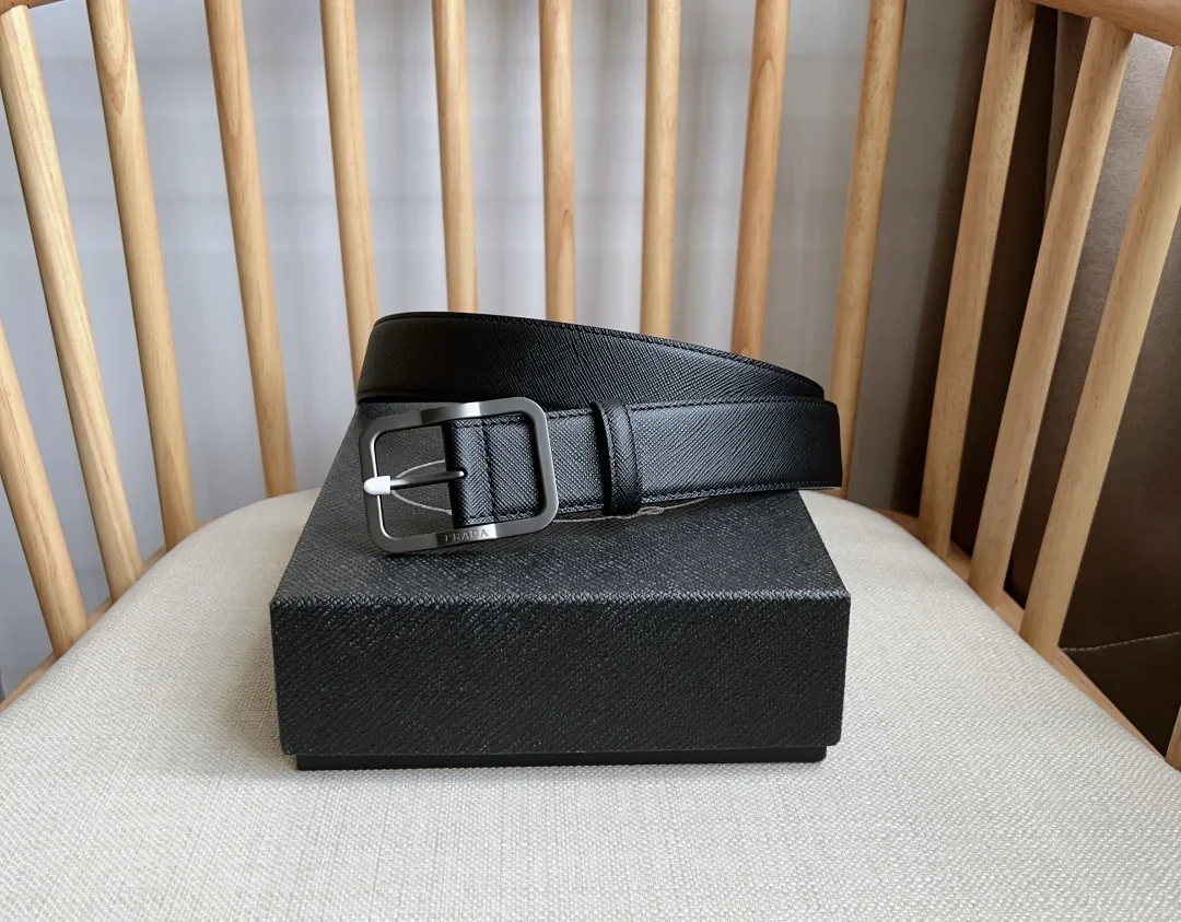 PRADA Belts Saffiano Leather (Black) 3.5cm Width 180202607050738