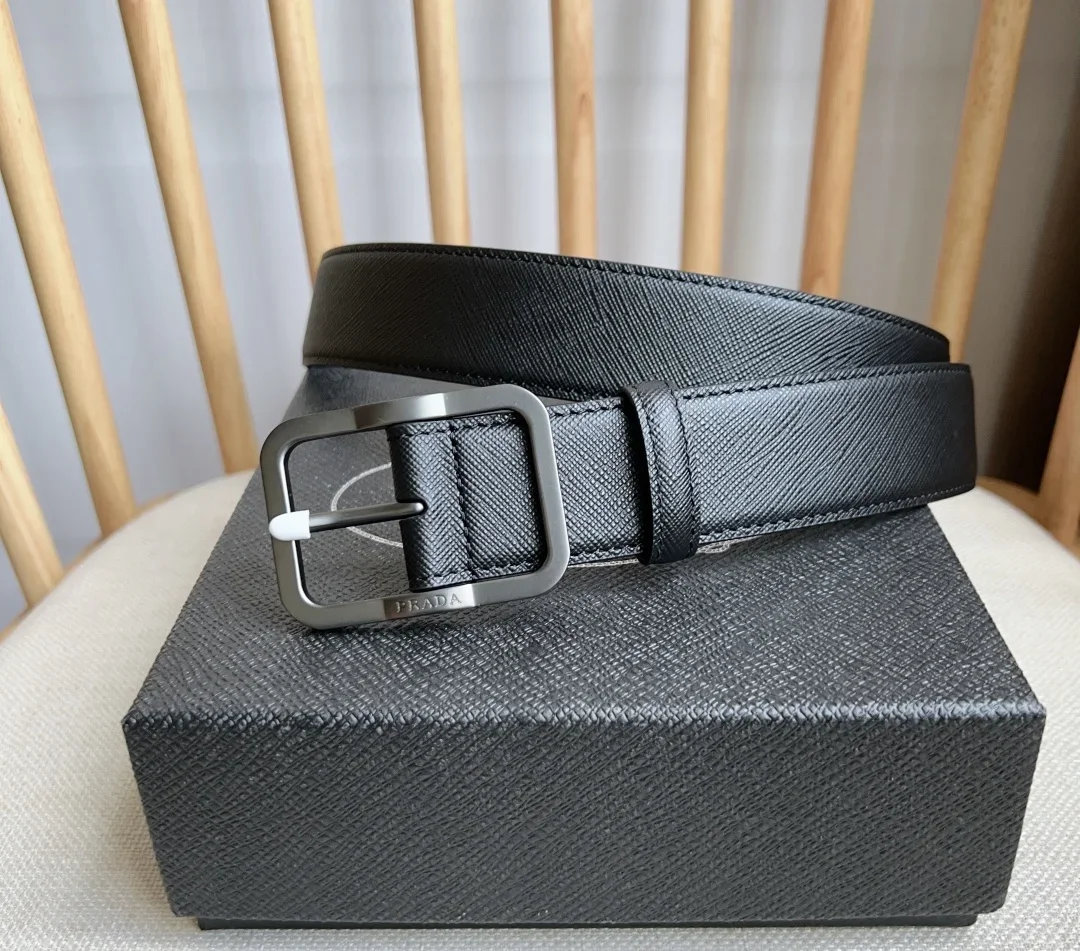 PRADA Belts Saffiano Leather (Black) 3.5cm Width 180202607050738 - Image 2
