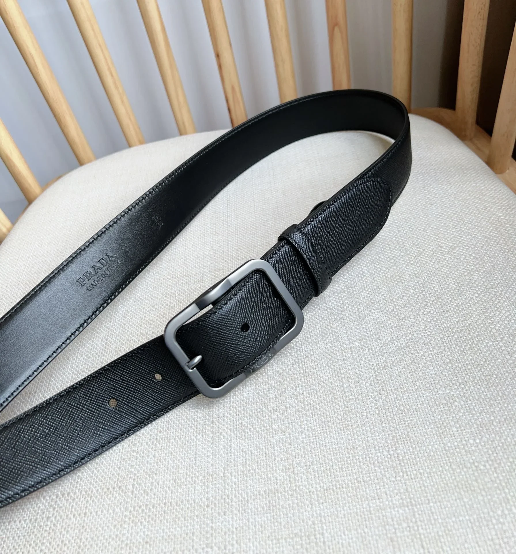 PRADA Belts Saffiano Leather (Black) 3.5cm Width 180202607050738 - Image 8