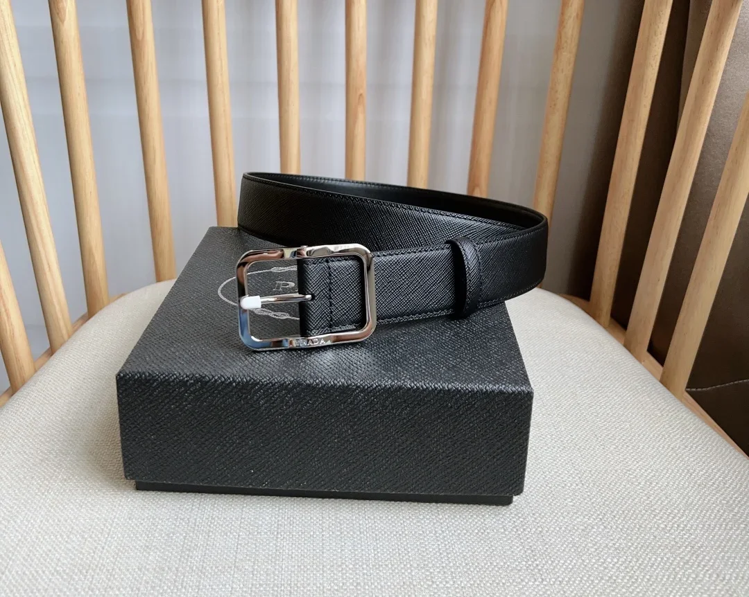 PRADA Belts Saffiano Leather (Black) 3.5cm Width 180202607050739