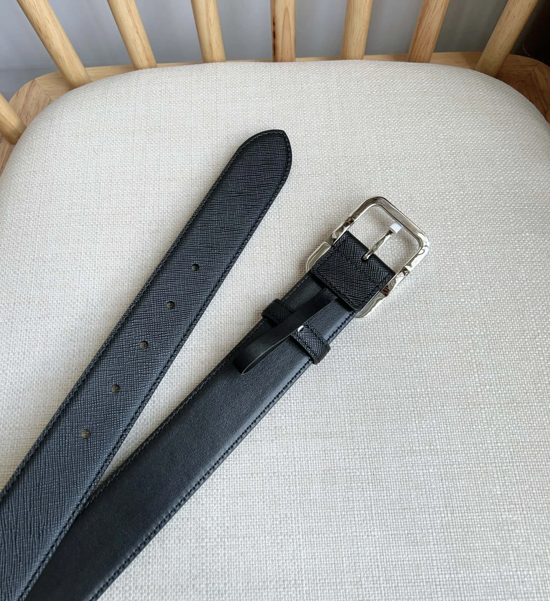 PRADA Belts Saffiano Leather (Black) 3.5cm Width 180202607050739 - Image 6