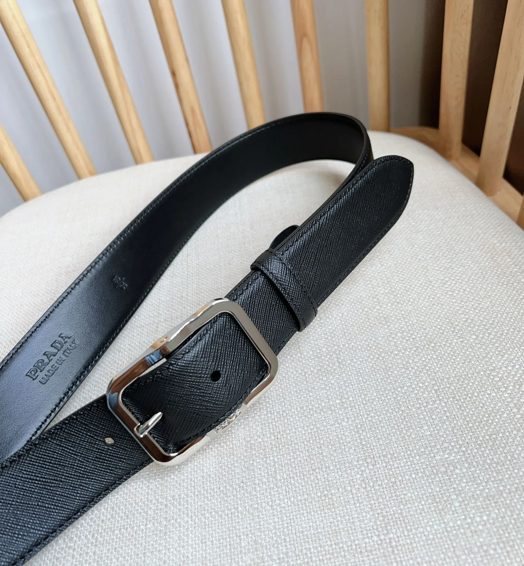 PRADA Belts Saffiano Leather (Black) 3.5cm Width 180202607050739 - Image 8