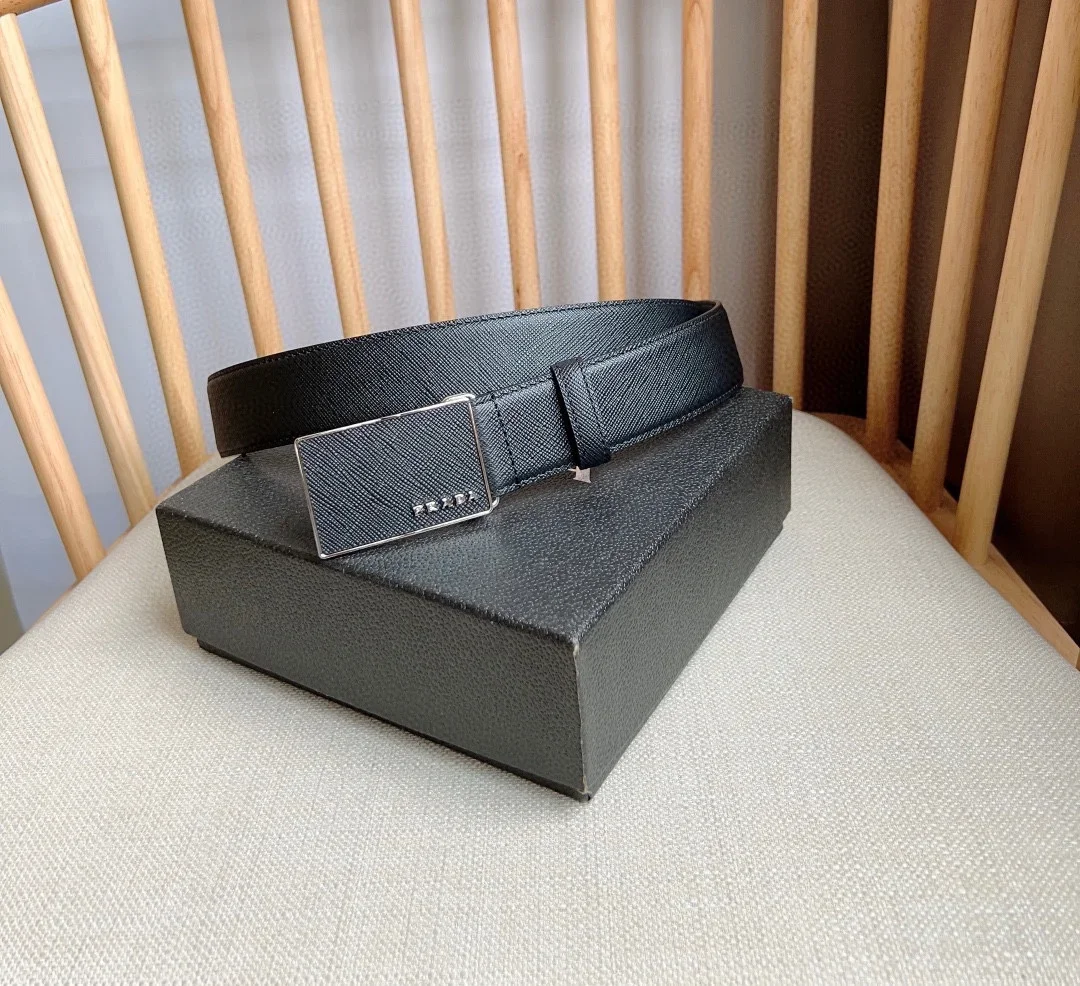 PRADA Belts Saffiano Leather (Black) 3.5cm Width 180202607050741
