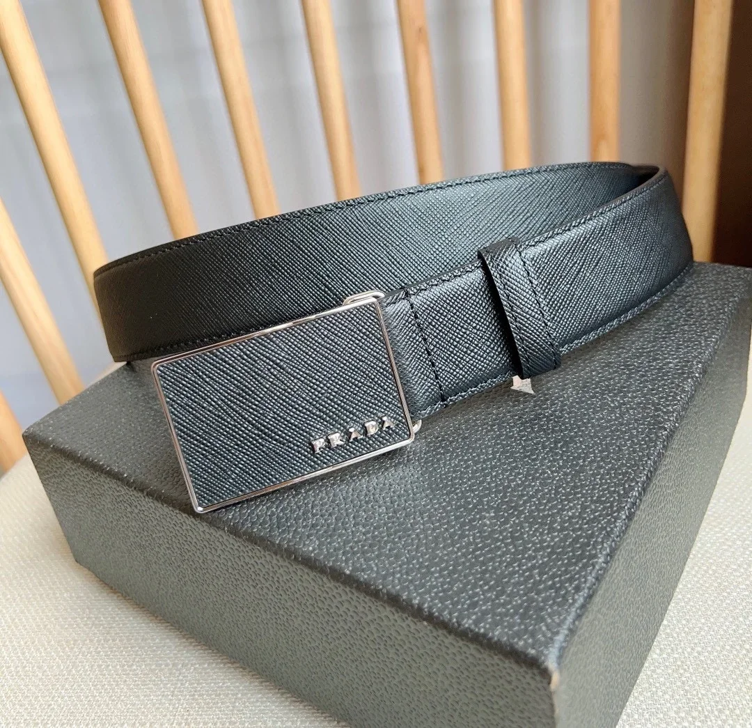 PRADA Belts Saffiano Leather (Black) 3.5cm Width 180202607050741 - Image 2