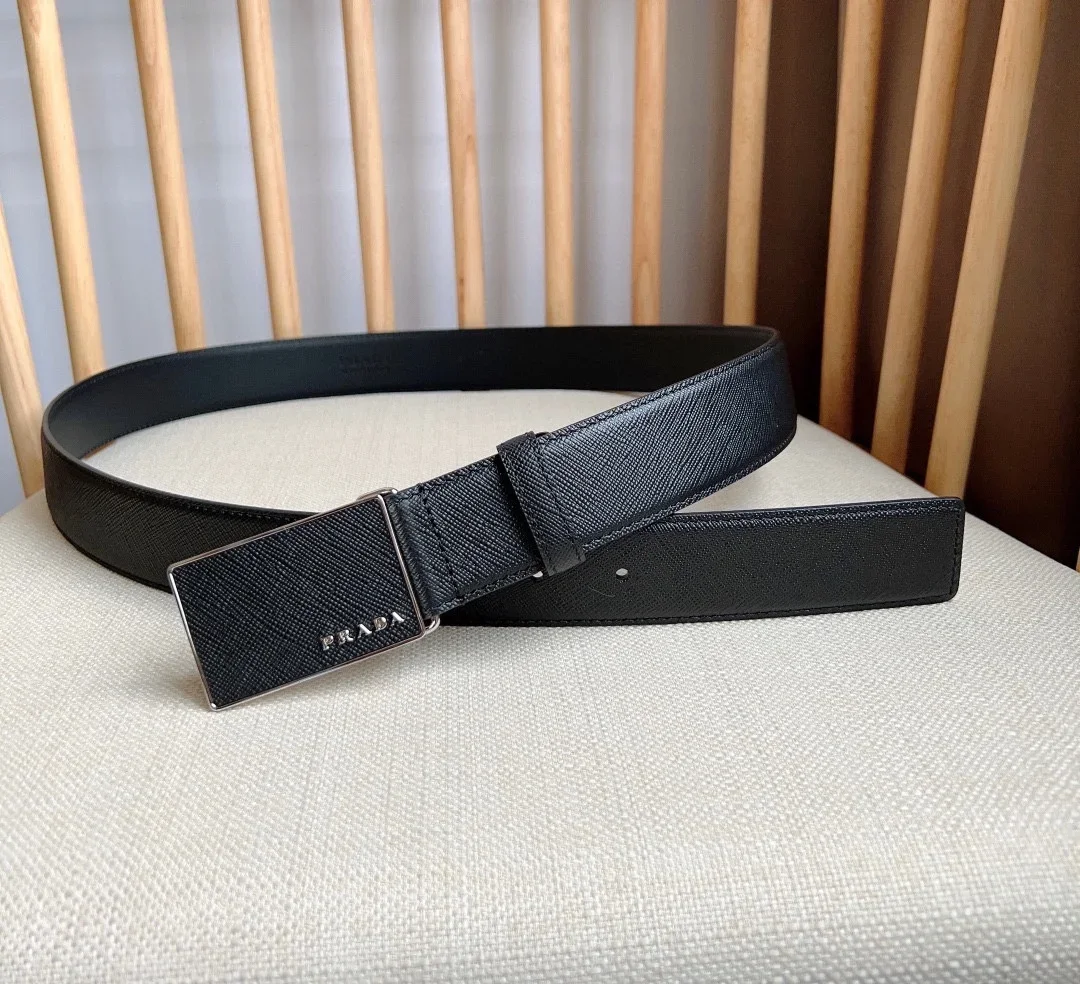PRADA Belts Saffiano Leather (Black) 3.5cm Width 180202607050741 - Image 4