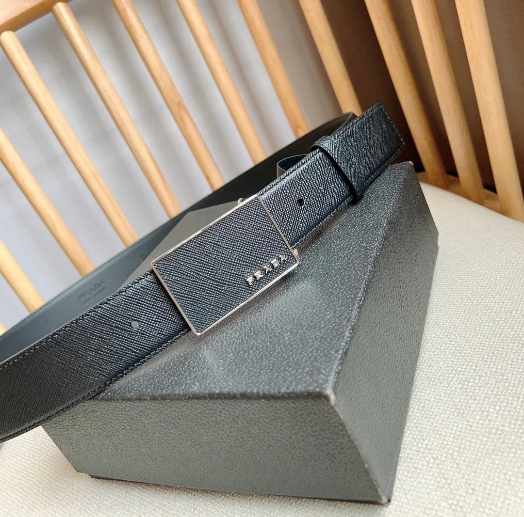 PRADA Belts Saffiano Leather (Black) 3.5cm Width 180202607050741 - Image 7