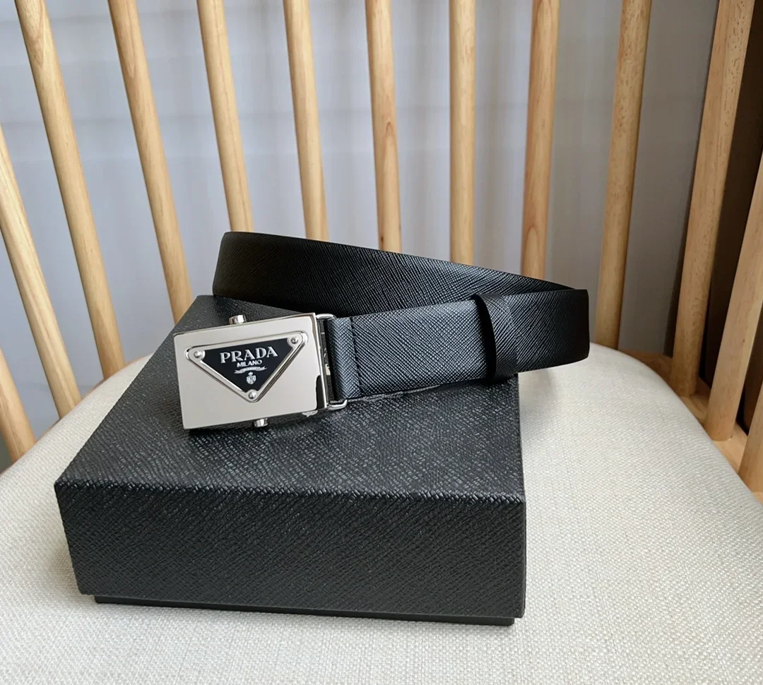 PRADA Belts Saffiano Leather (Black) 3.5cm Width 180202607050742