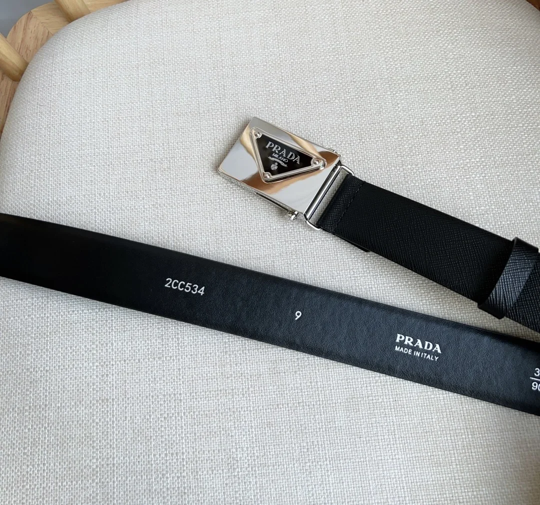 PRADA Belts Saffiano Leather (Black) 3.5cm Width 180202607050742 - Image 3