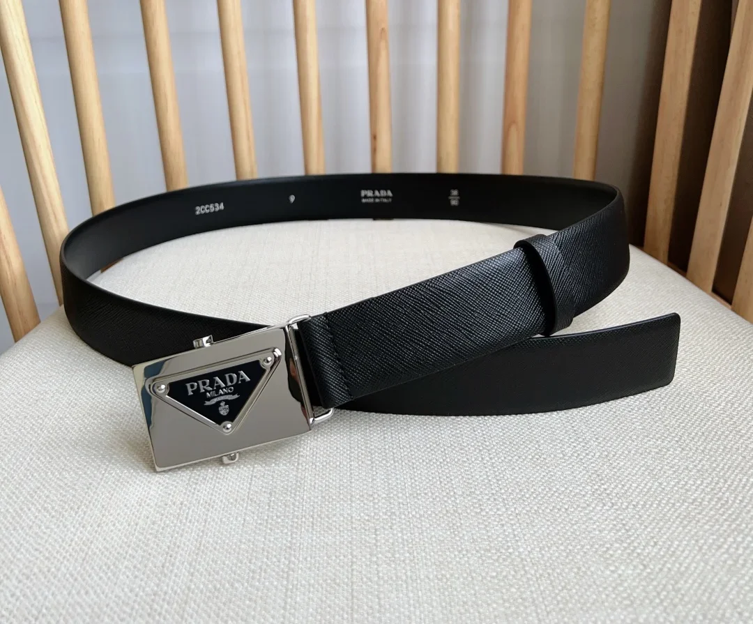 PRADA Belts Saffiano Leather (Black) 3.5cm Width 180202607050742 - Image 4