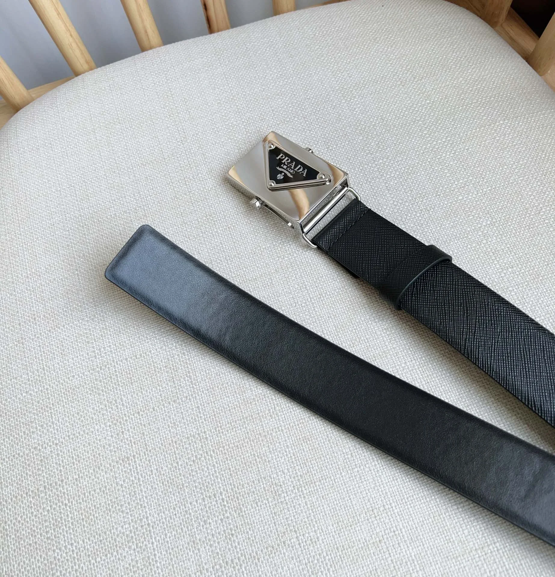 PRADA Belts Saffiano Leather (Black) 3.5cm Width 180202607050742 - Image 7