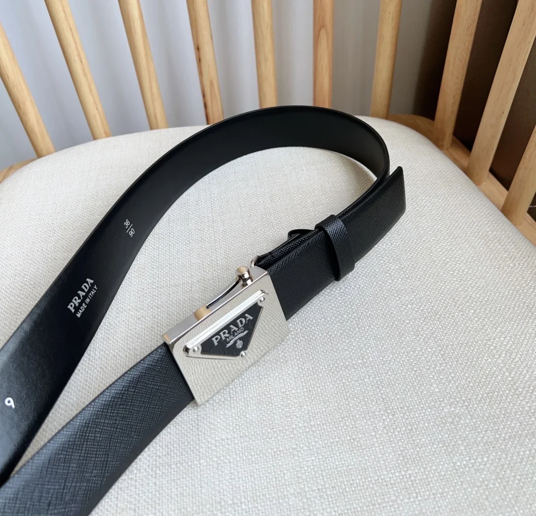 PRADA Belts Saffiano Leather (Black) 3.5cm Width 180202607050742 - Image 8