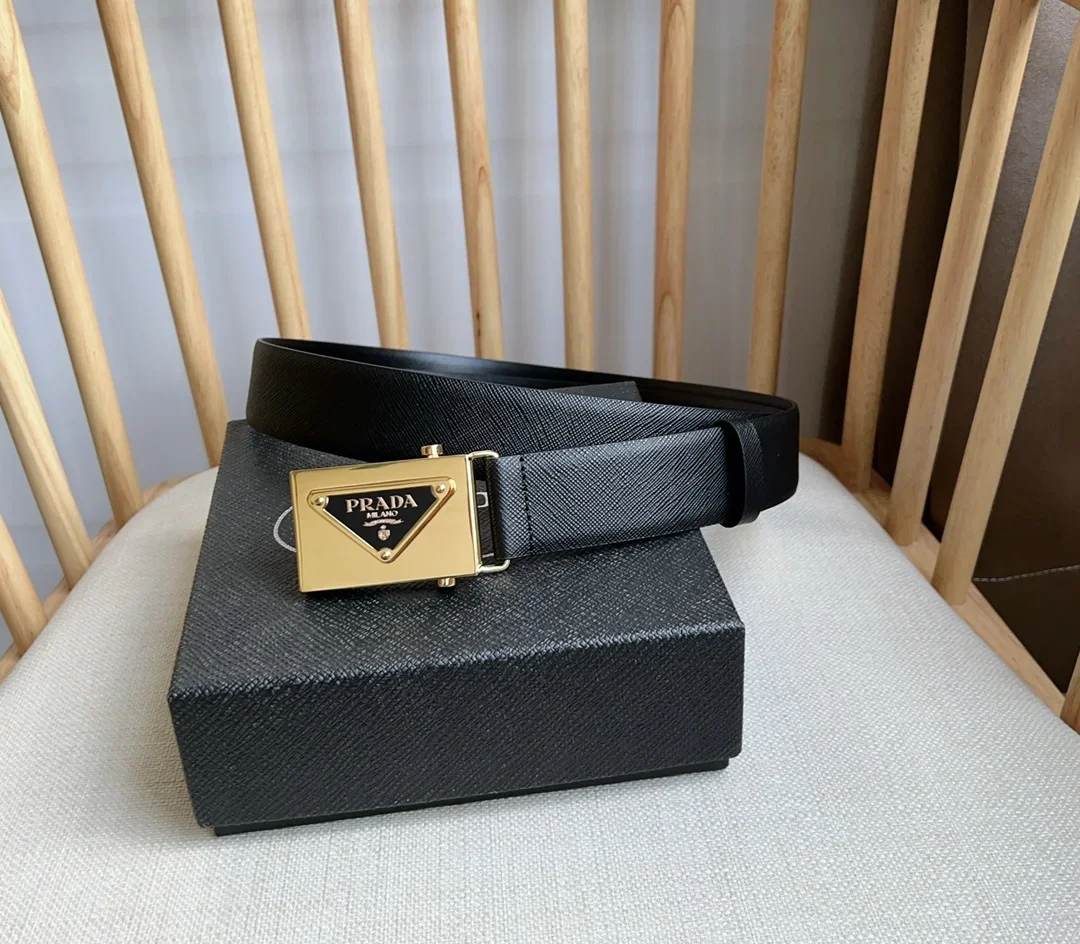 PRADA Belts Saffiano Leather (Black) 3.5cm Width 180202607050743