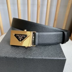 Alternative view of PRADA Belts Saffiano Leather (Black) 3.5cm Width 180202607050743