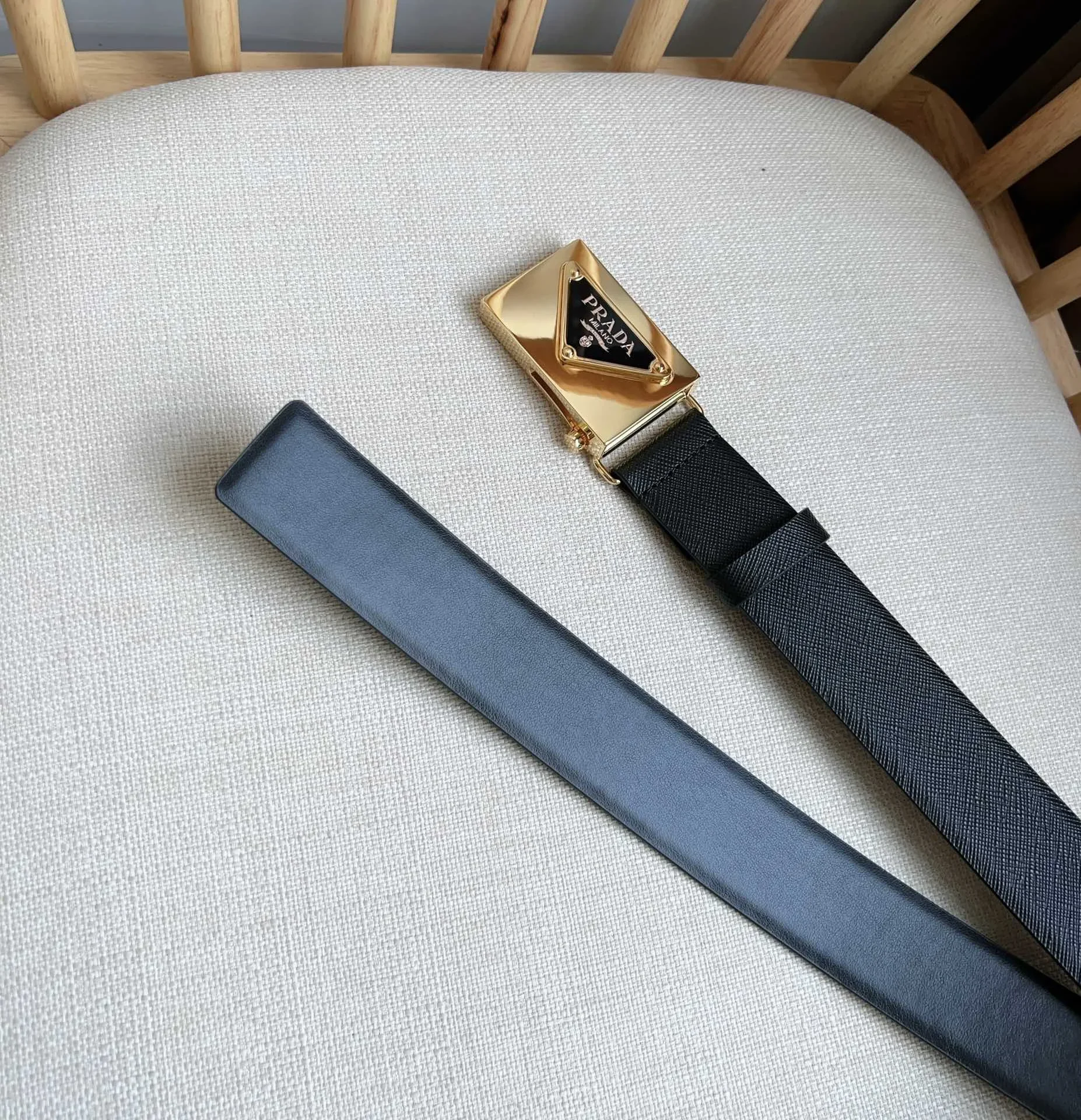 PRADA Belts Saffiano Leather (Black) 3.5cm Width 180202607050743 - Image 6
