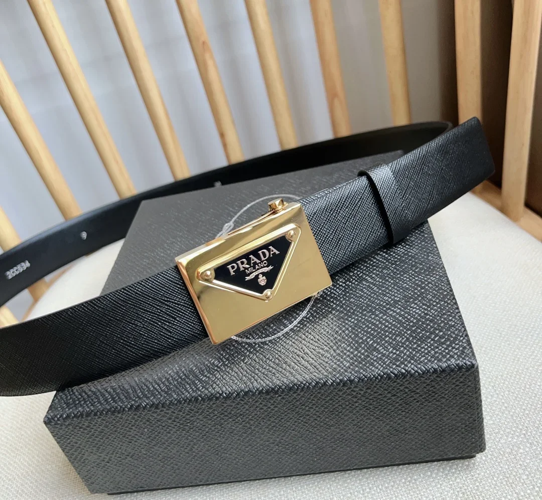 PRADA Belts Saffiano Leather (Black) 3.5cm Width 180202607050743 - Image 7