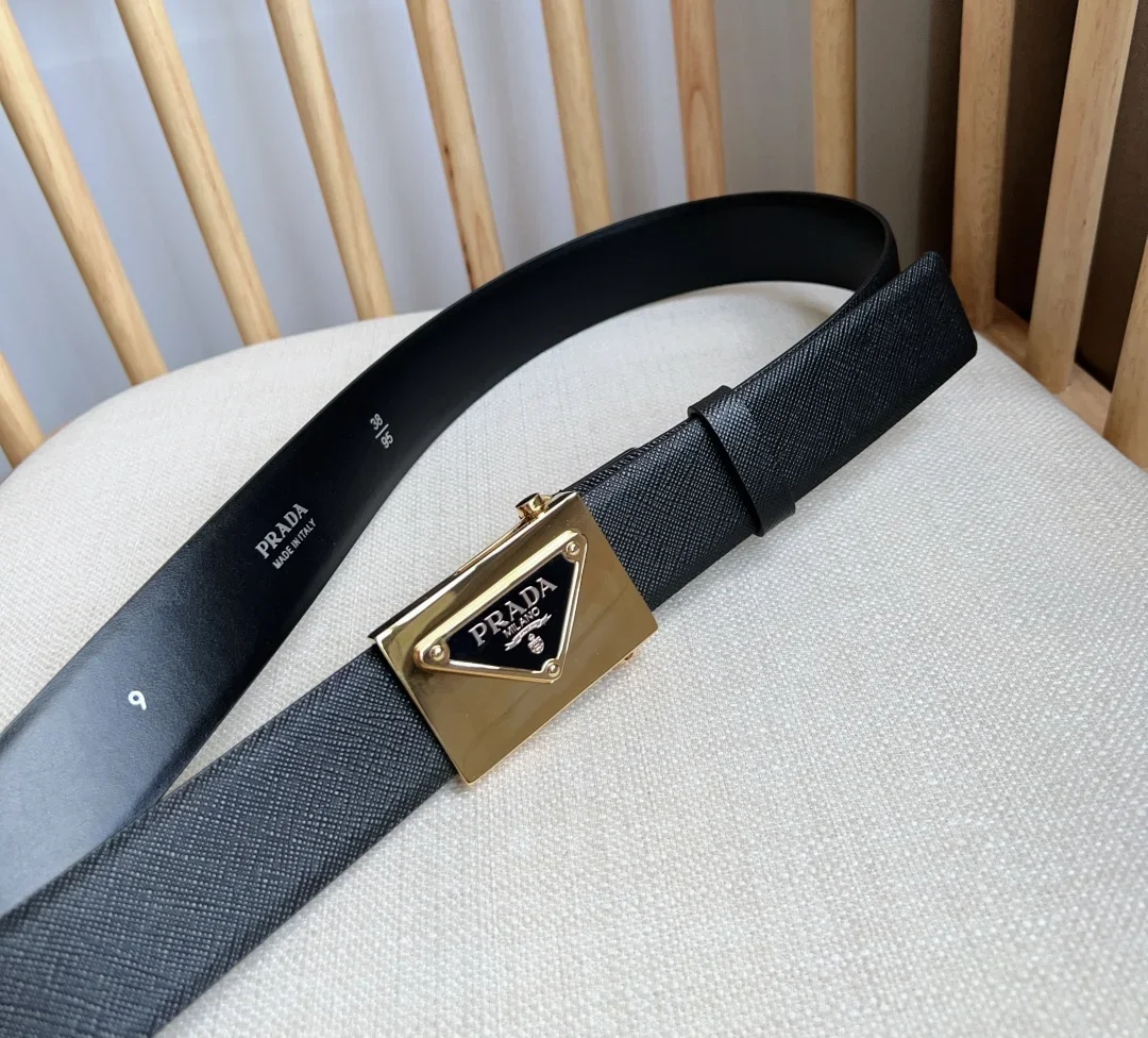 PRADA Belts Saffiano Leather (Black) 3.5cm Width 180202607050743 - Image 8