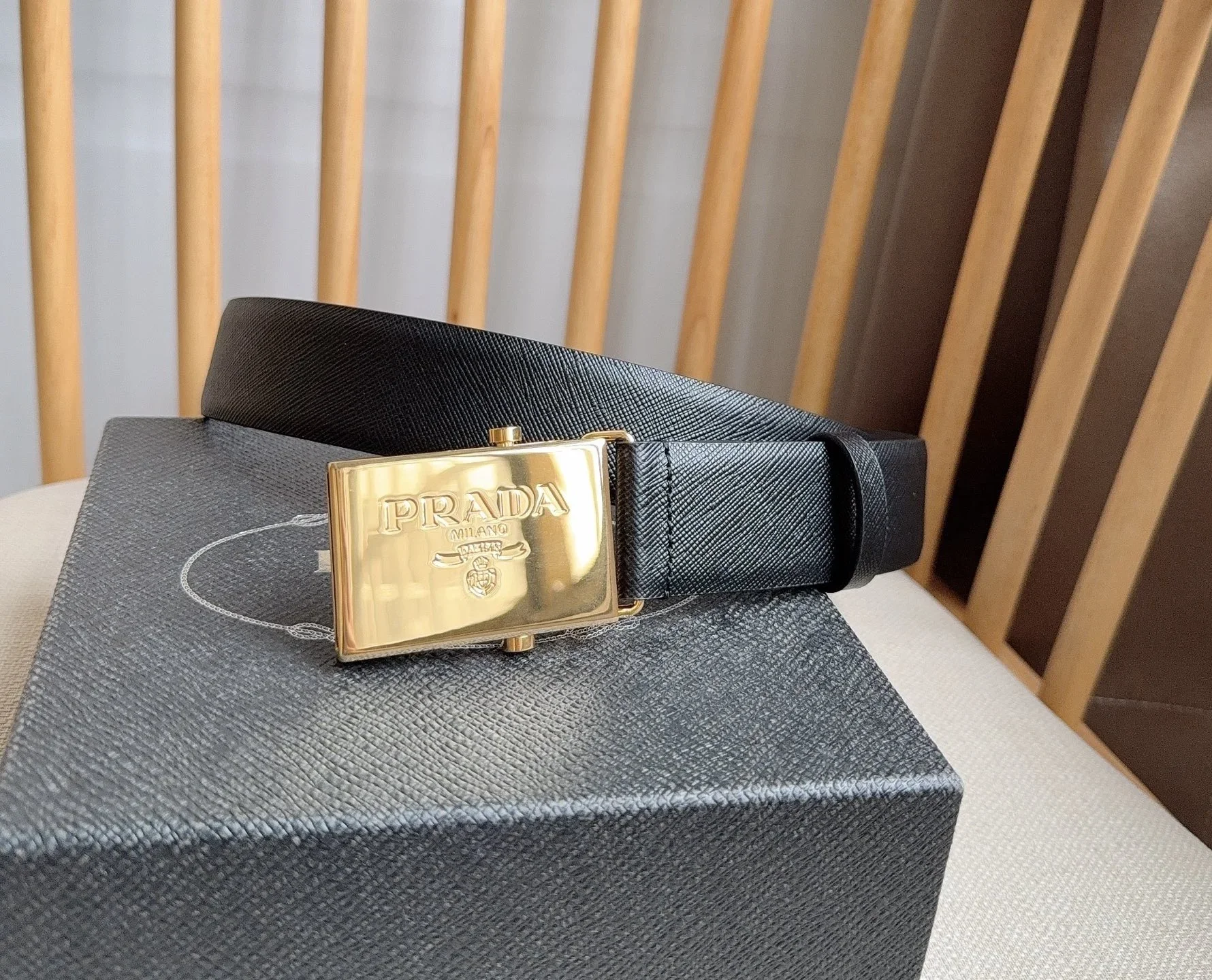 PRADA Belts Saffiano Leather (Black) 3.5cm Width 180202607050744