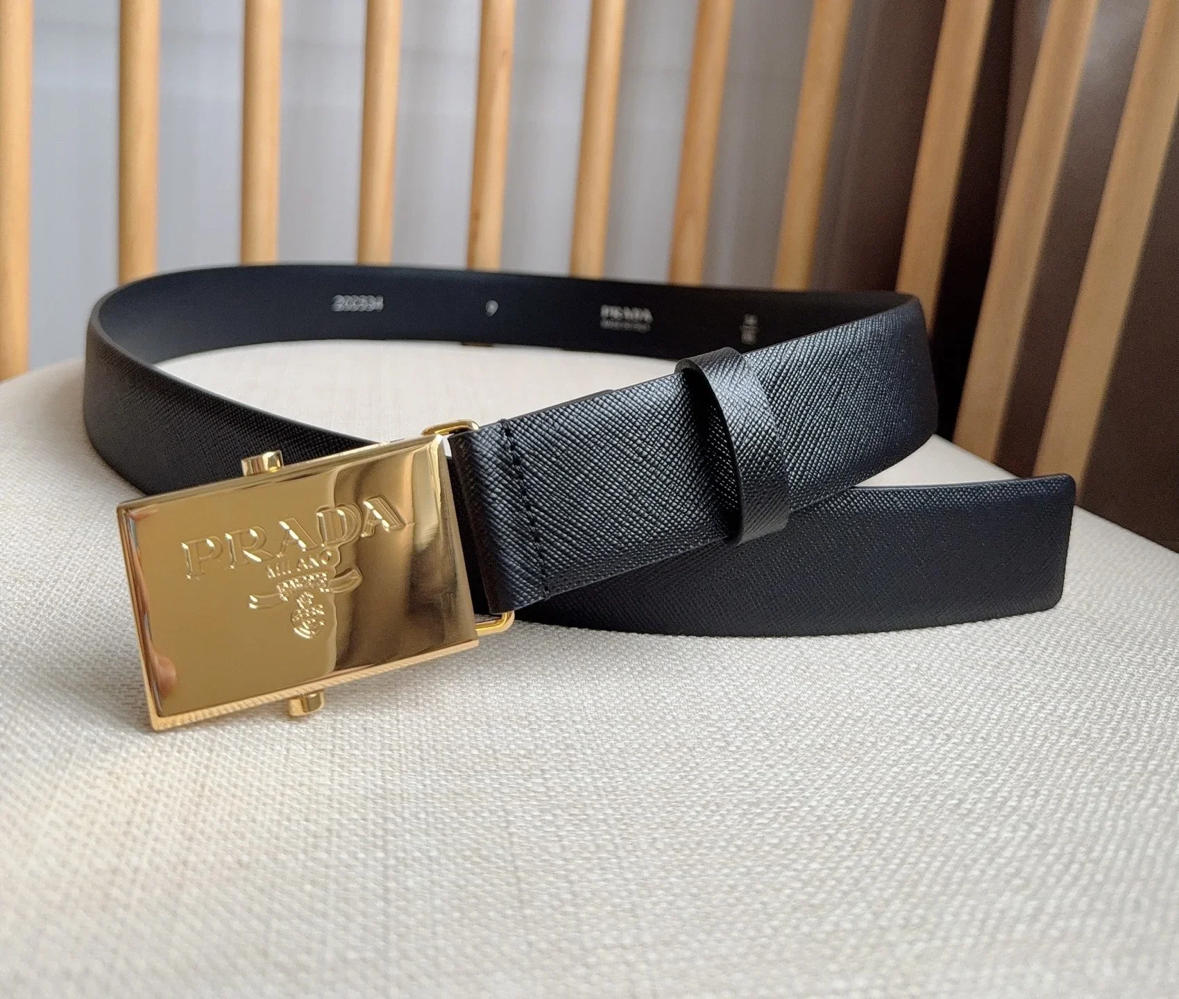 PRADA Belts Saffiano Leather (Black) 3.5cm Width 180202607050744 - Image 4