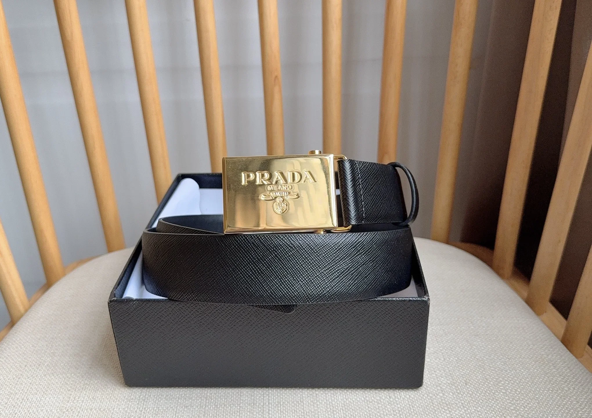 PRADA Belts Saffiano Leather (Black) 3.5cm Width 180202607050744 - Image 5