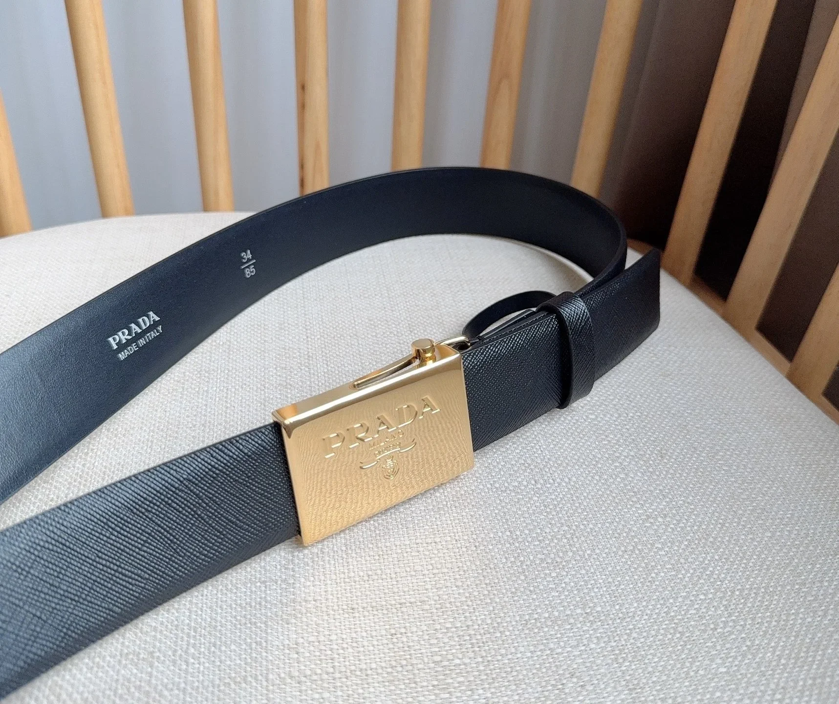 PRADA Belts Saffiano Leather (Black) 3.5cm Width 180202607050744 - Image 8