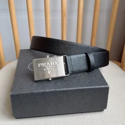 PRADA Belts Saffiano Leather (Black) 3.5cm Width 180202607050745