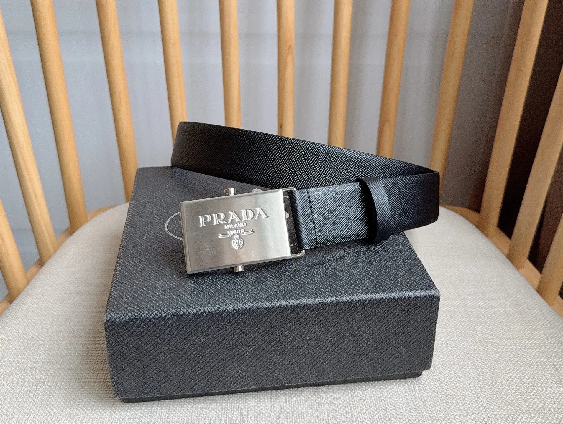 PRADA Belts Saffiano Leather (Black) 3.5cm Width 180202607050745