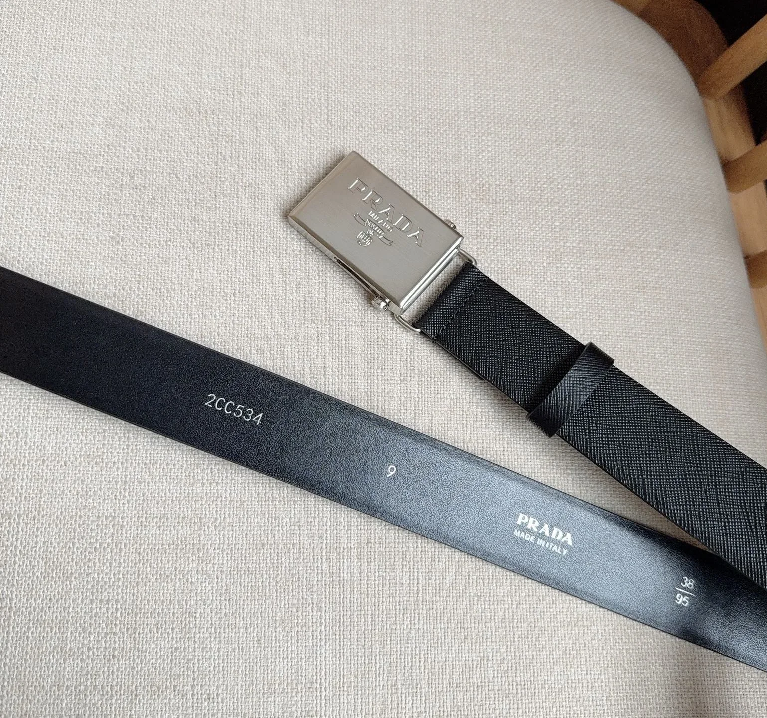 PRADA Belts Saffiano Leather (Black) 3.5cm Width 180202607050745 - Image 3