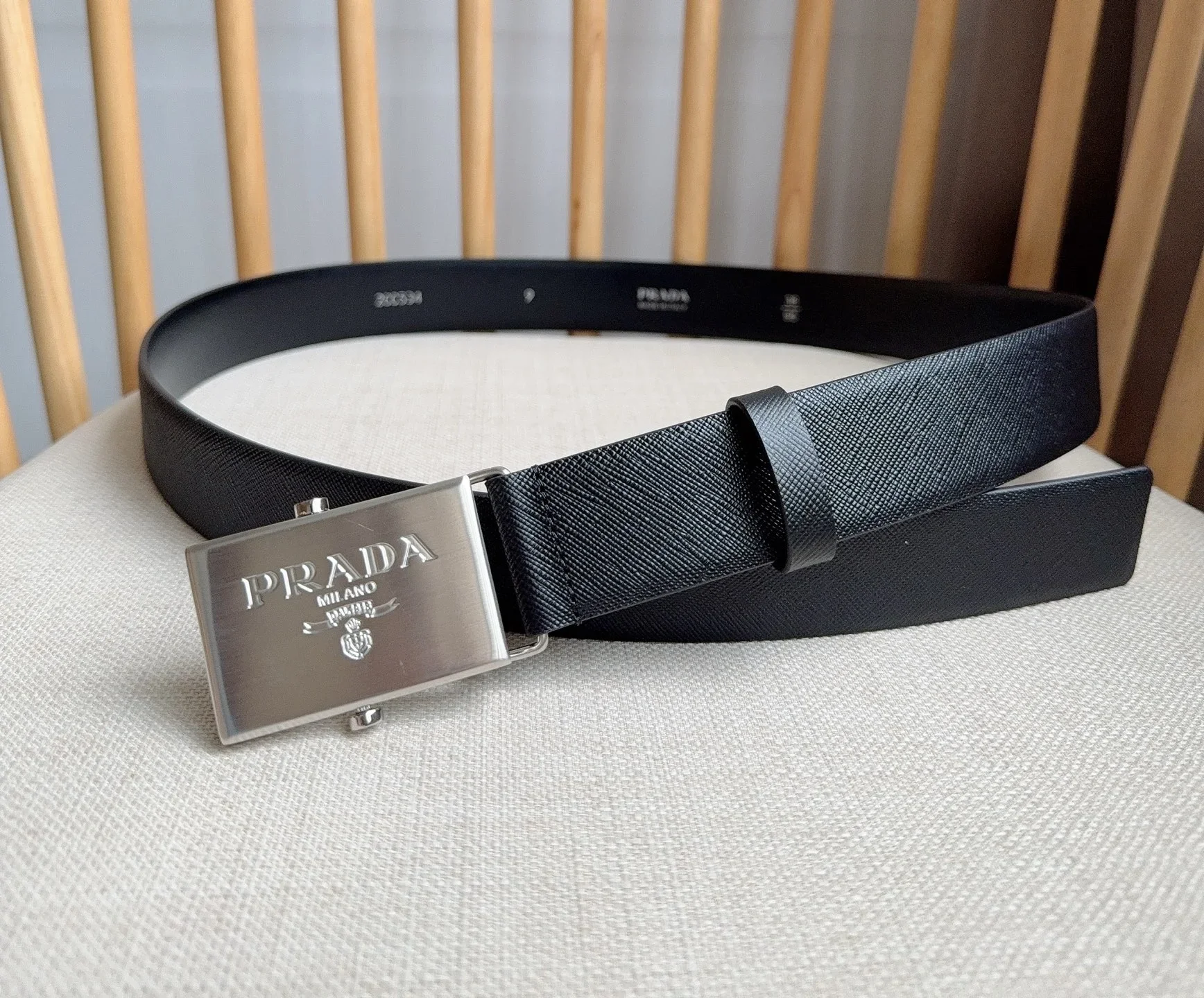 PRADA Belts Saffiano Leather (Black) 3.5cm Width 180202607050745 - Image 4