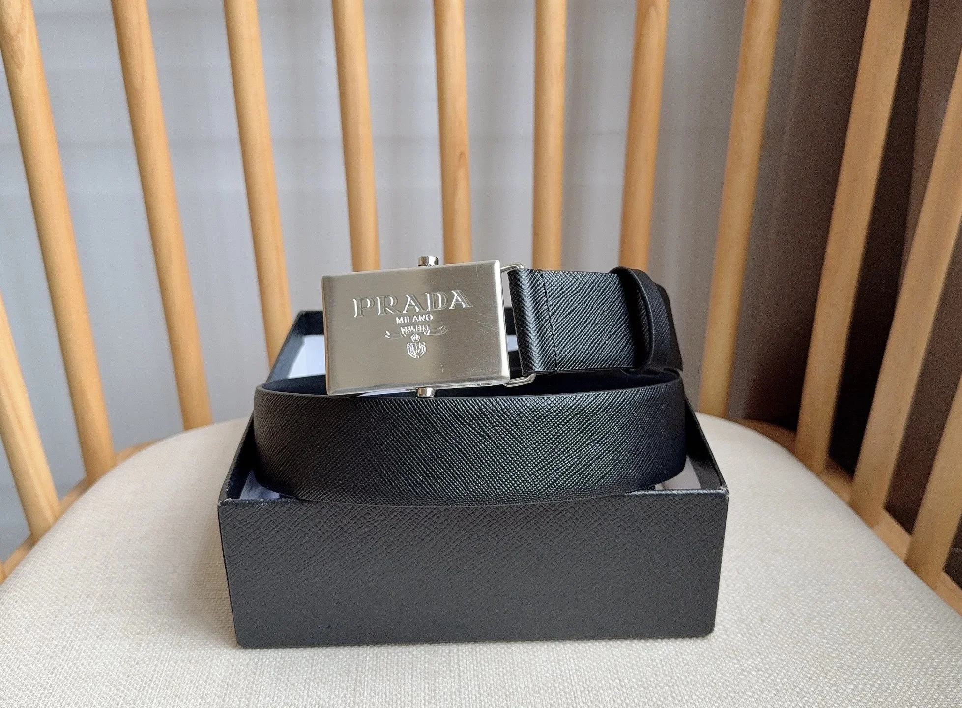 PRADA Belts Saffiano Leather (Black) 3.5cm Width 180202607050745 - Image 5