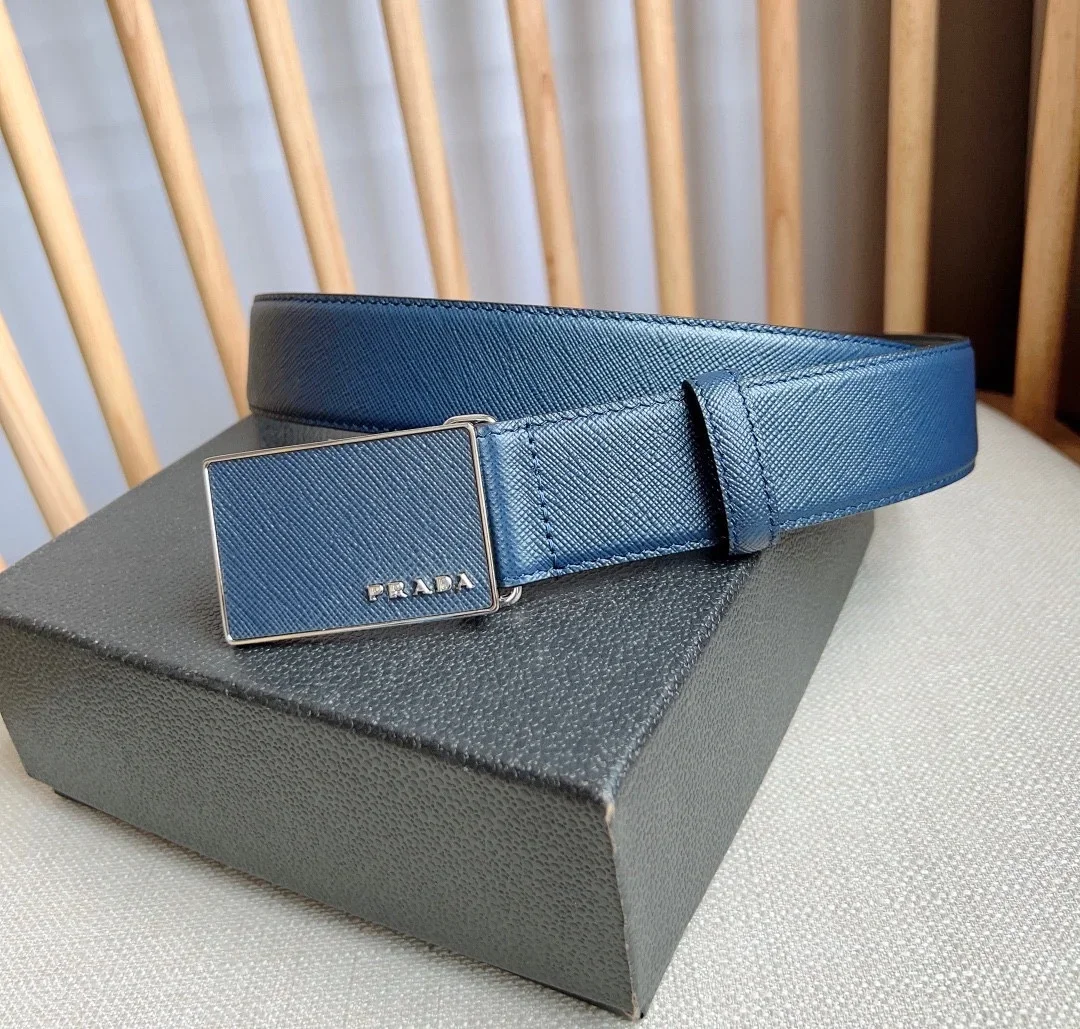 PRADA Belts Saffiano Leather (Blue) 3.5cm Width 180202607050746 - Image 2